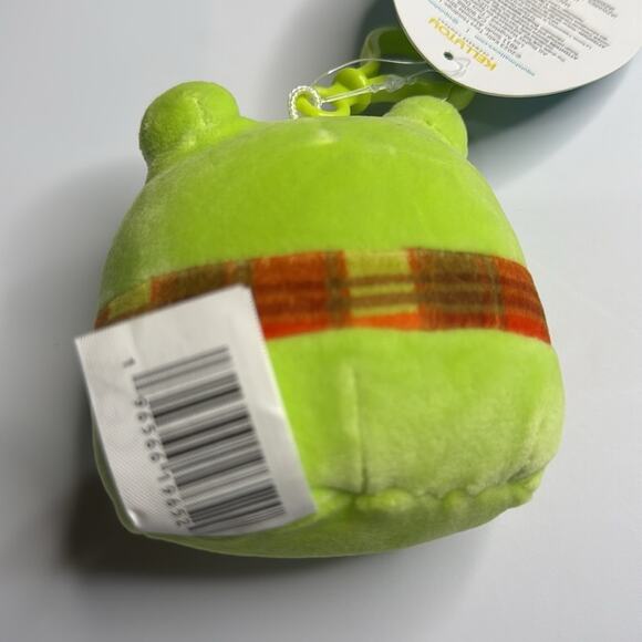 Squishmallows Wendy the Frog Plush Clip 3.5" inch Scarf Green Fall Winter NEW - Picture 2 of 3